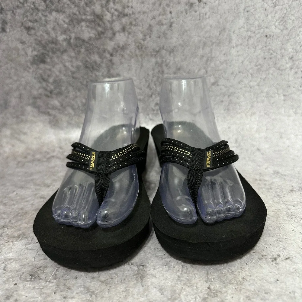 Teva Mush Mandalyn Wedge Ola 2 Sandals Womens 10 Blk Strappy Thong Platform 2